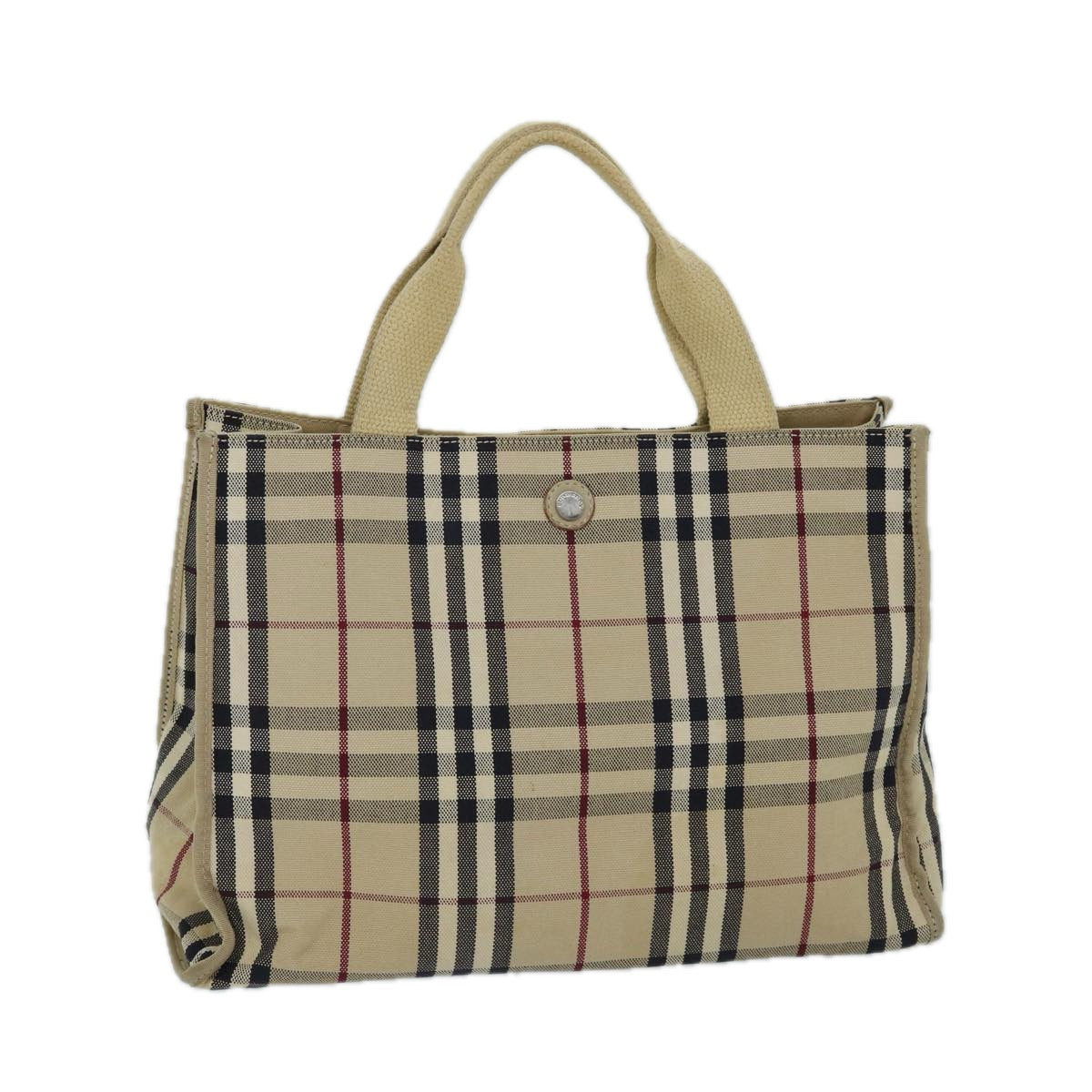 BURBERRY Nova Check Hand Bag Canvas Beige Auth ep3743