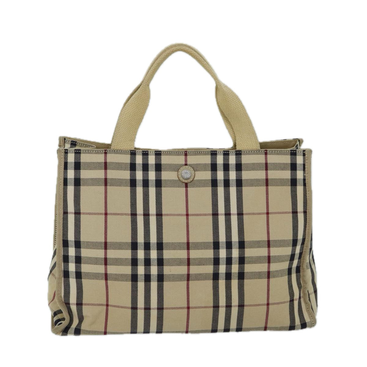 BURBERRY Nova Check Hand Bag Canvas Beige Auth ep3743