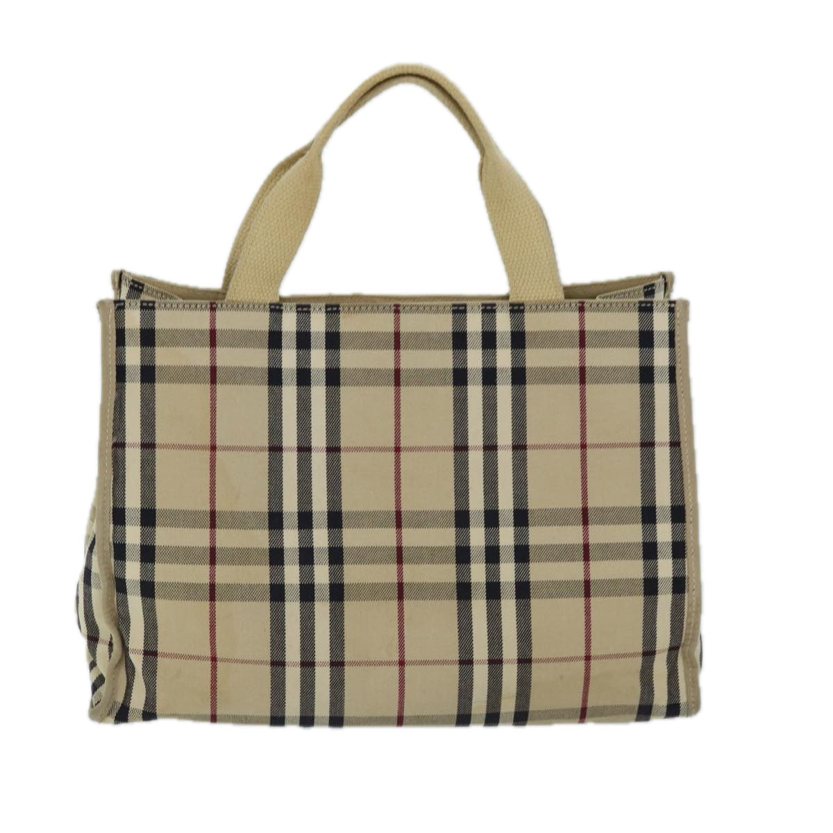 BURBERRY Nova Check Hand Bag Canvas Beige Auth ep3743