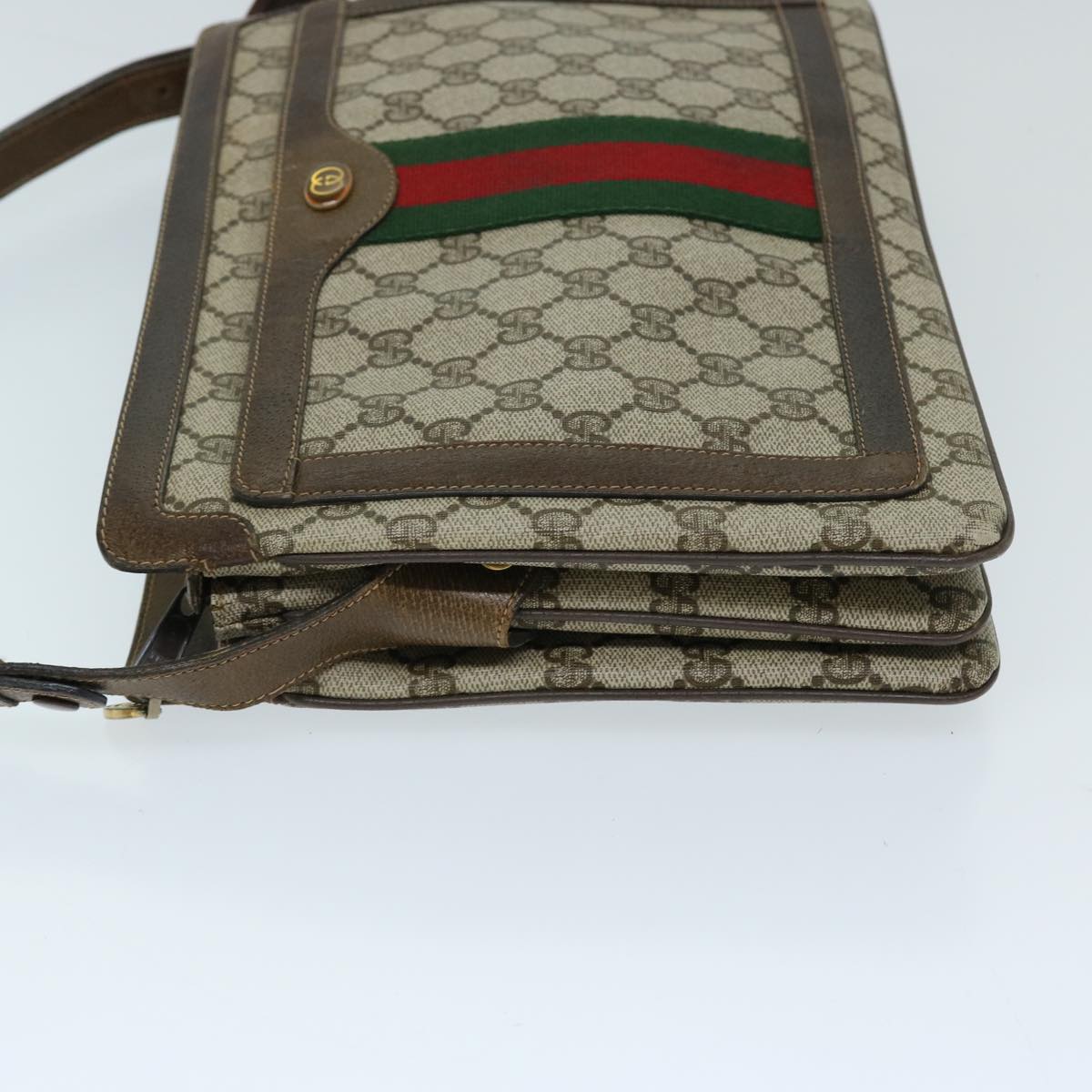 GUCCI GG Supreme Web Sherry Line Shoulder Bag Beige Red Green Auth ep3747