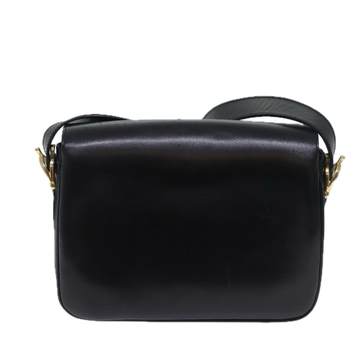 CELINE Shoulder Bag Leather Black Auth ep3753 - 0