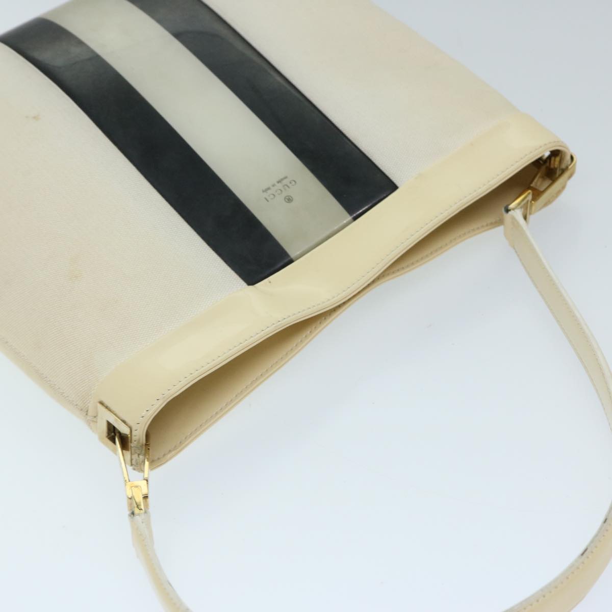 GUCCI Shoulder Bag Canvas Cream Black 001 4231 Auth ep3754