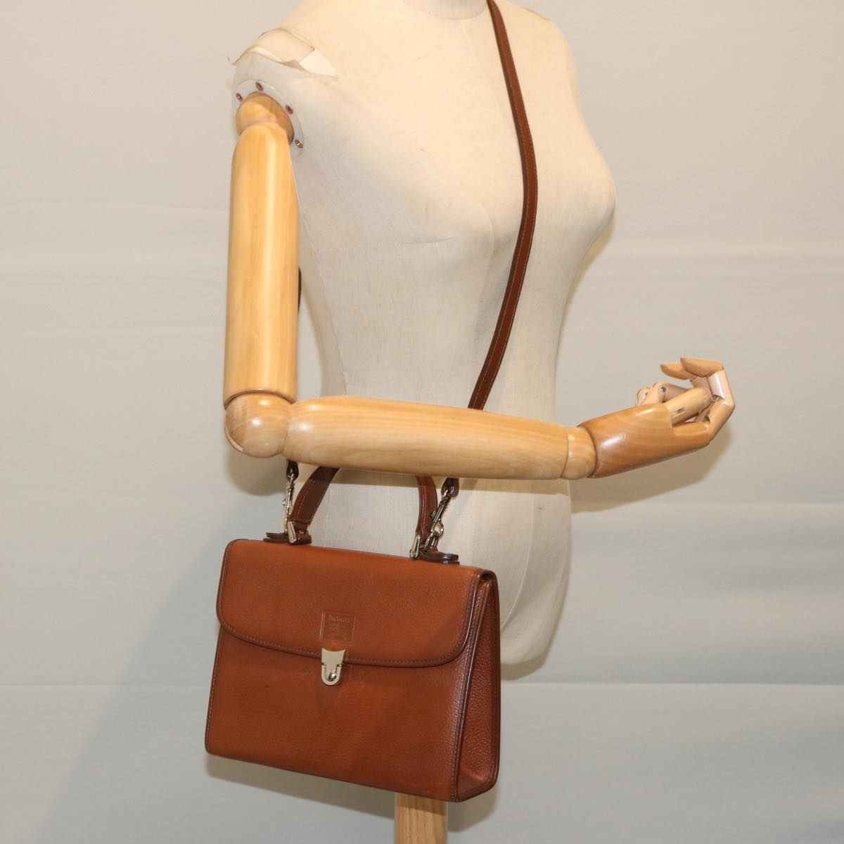 Burberrys Hand Bag Leather 2way Brown Auth ep3762
