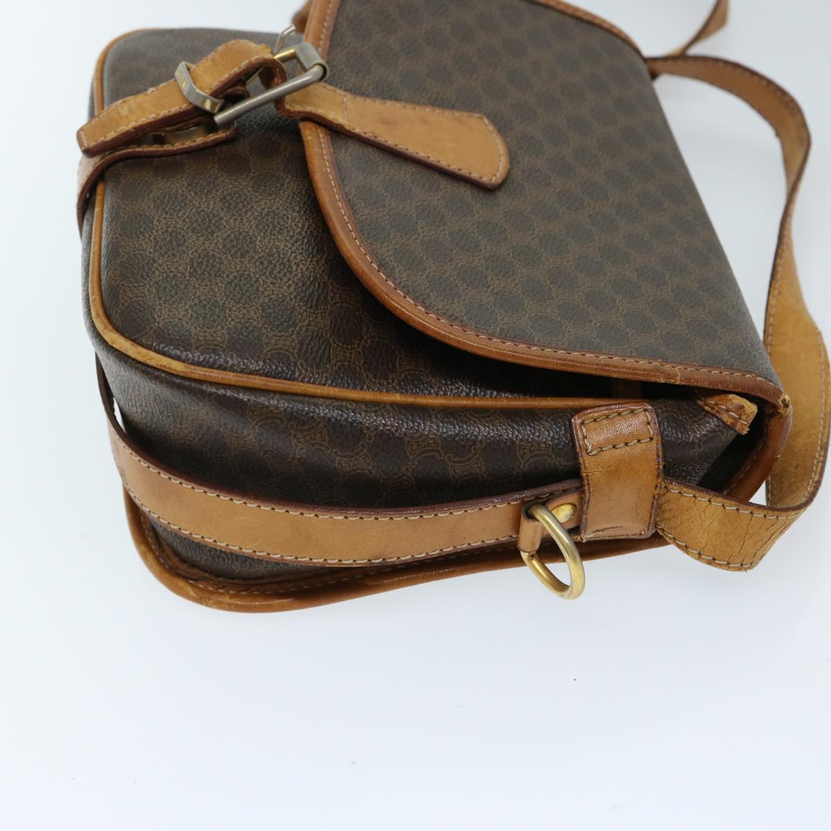CELINE Macadam Canvas Shoulder Bag PVC Brown Auth ep3765