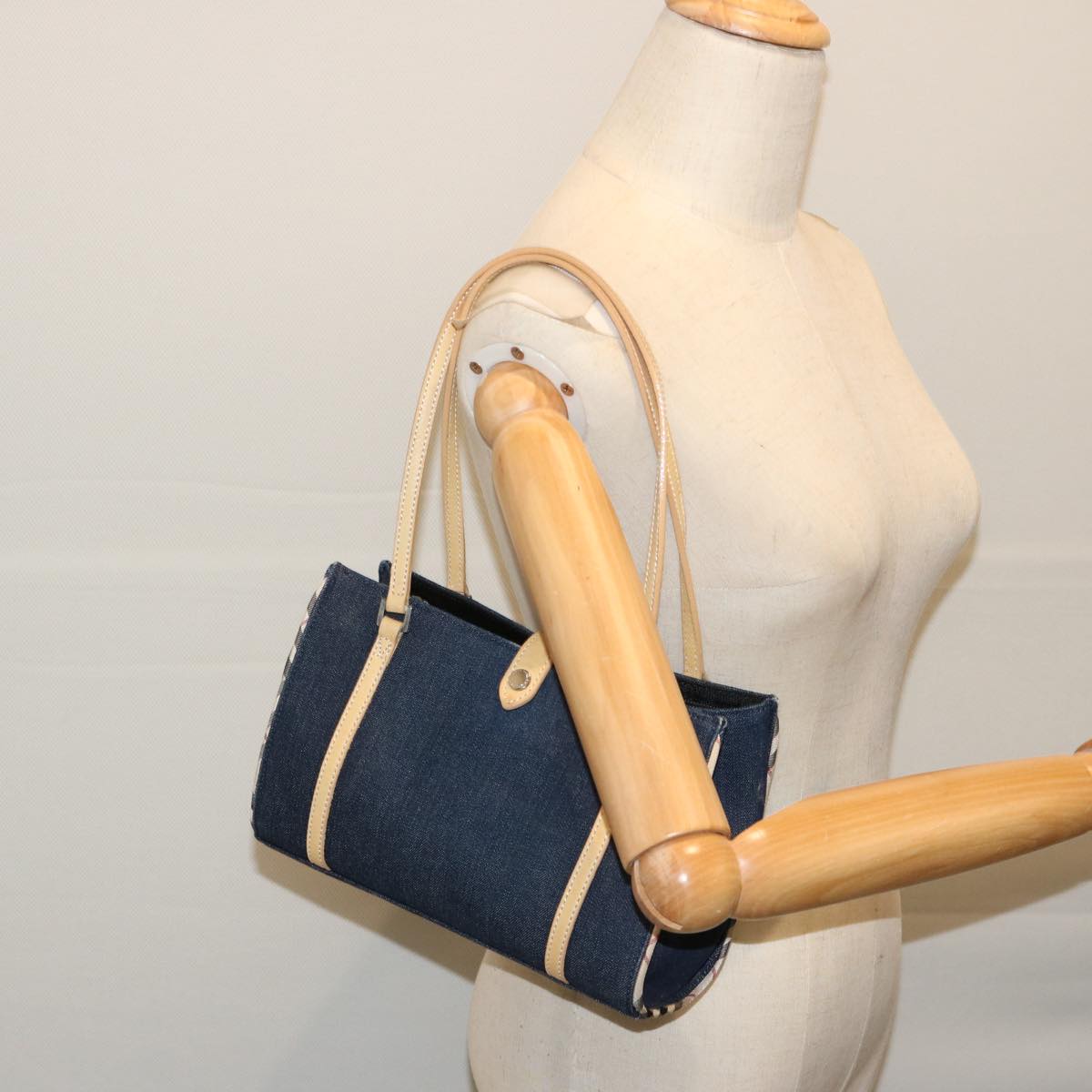 BURBERRY Blue Label Hand Bag Canvas Navy Auth ep3769