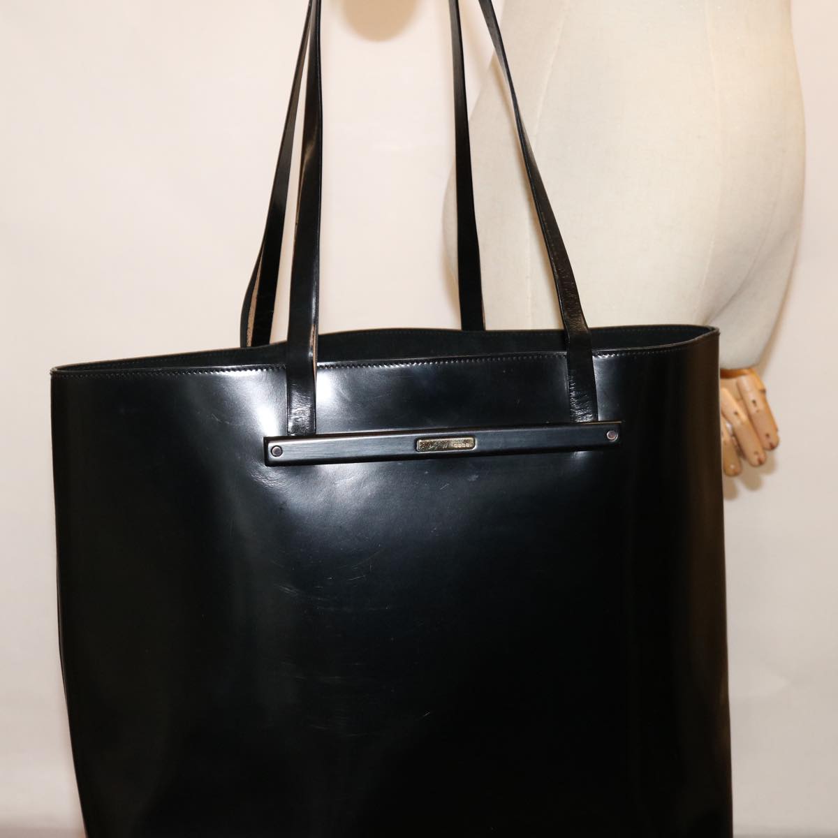 GUCCI Tote Bag Patent leather Black Auth ep3770
