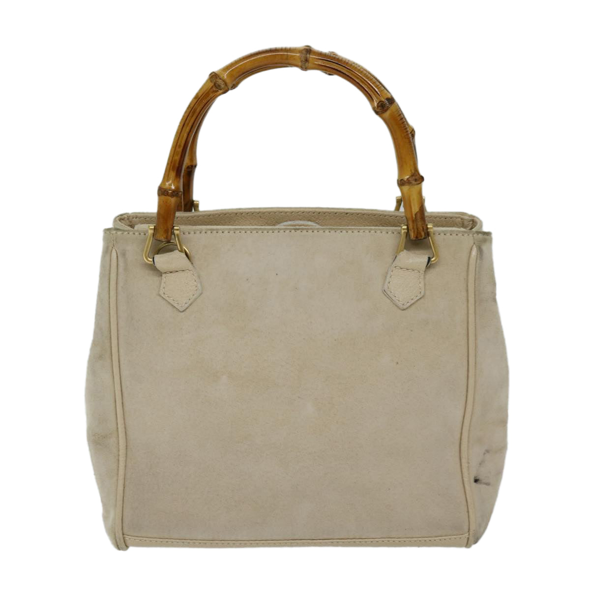 GUCCI Bamboo Hand Bag Suede 2way Beige Auth ep3780 - 0