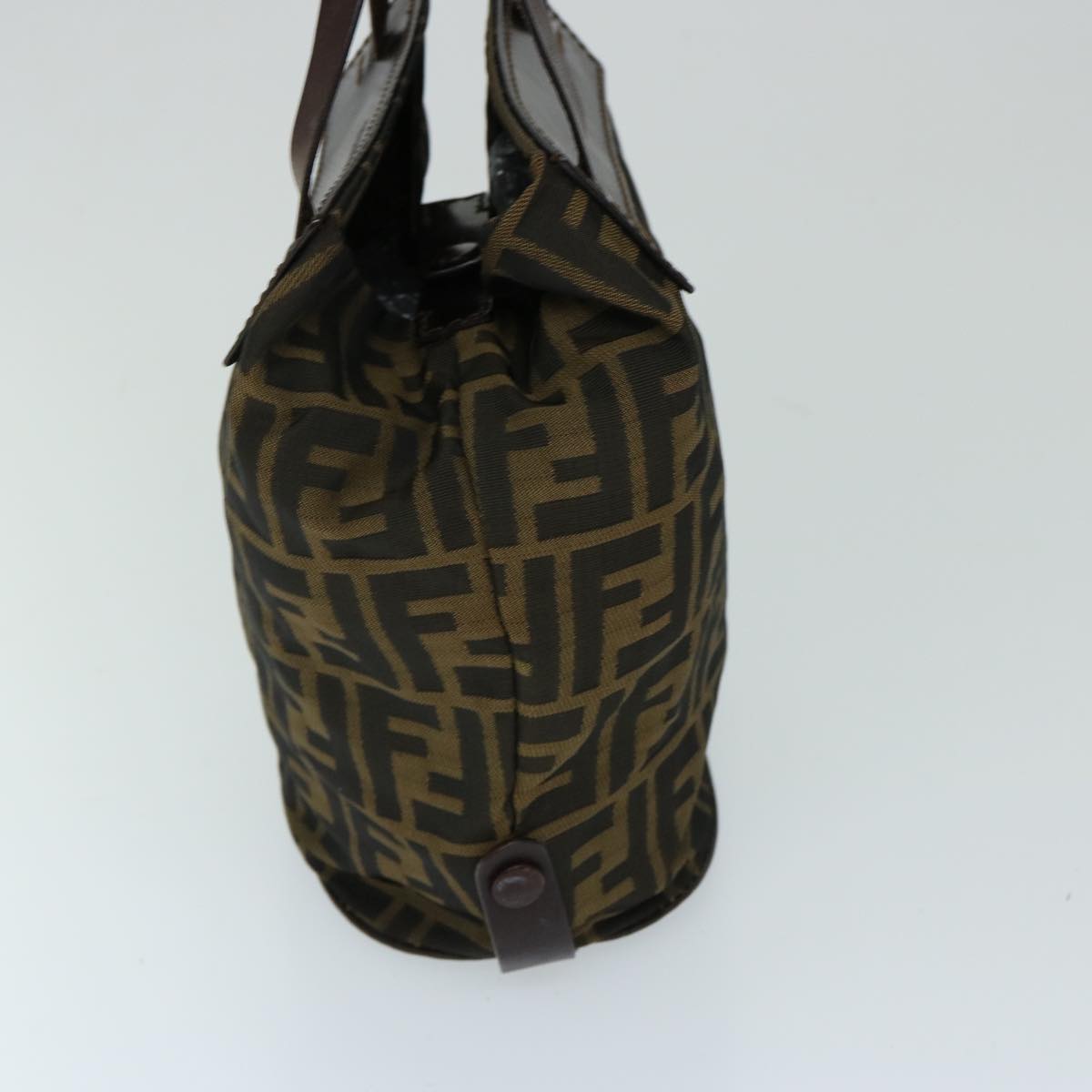 FENDI Zucca Canvas Hand Bag Brown Black Auth ep3784
