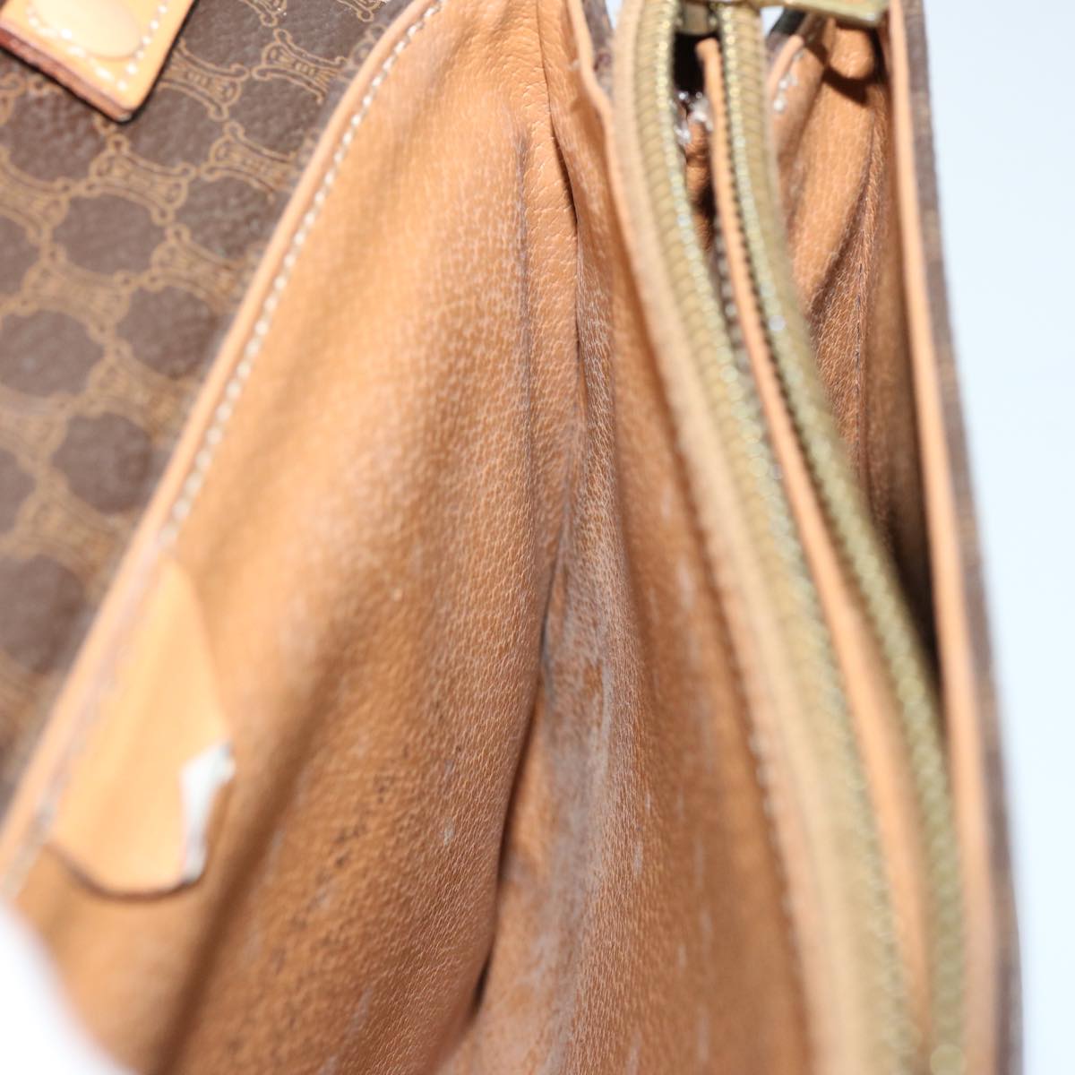 CELINE Macadam Canvas Shoulder Bag PVC Brown Auth ep3786
