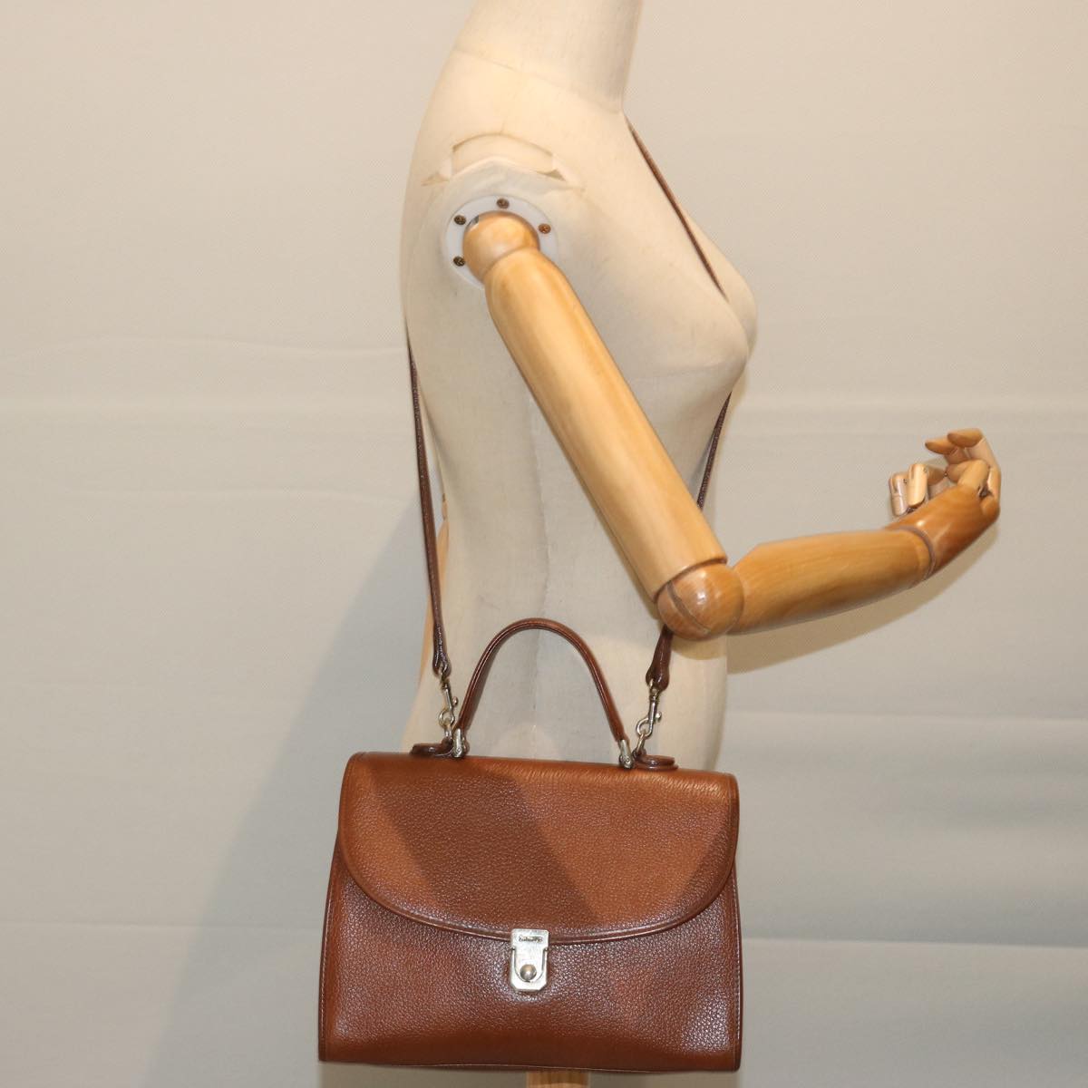 Burberrys Hand Bag Leather 2way Brown Auth ep3800