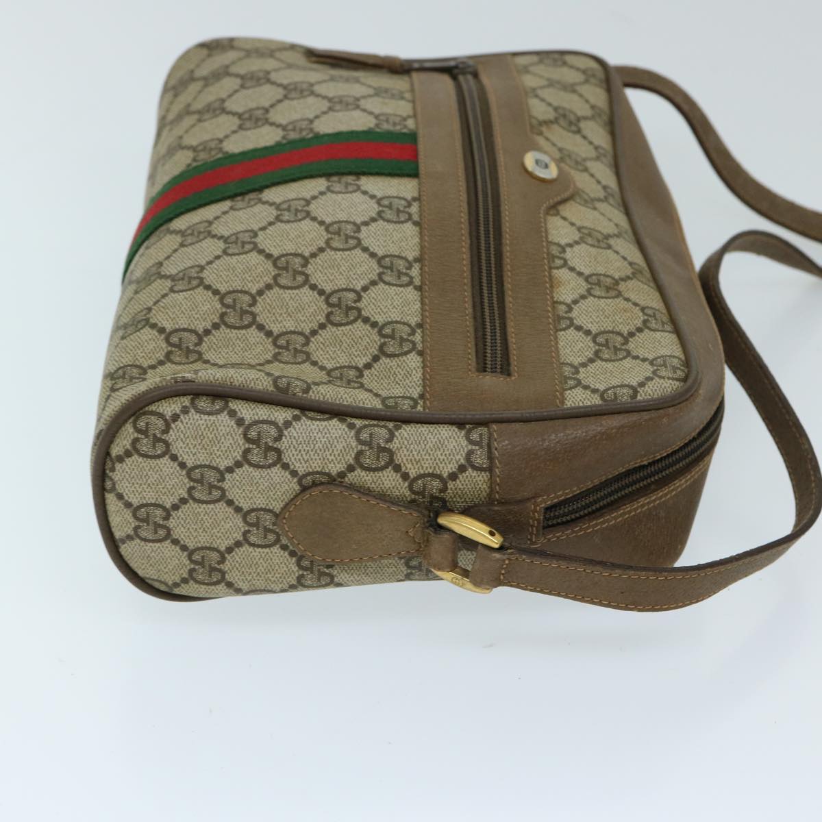 GUCCI GG Supreme Web Sherry Line Shoulder Bag Beige Red 98 02 005 Auth ep3807