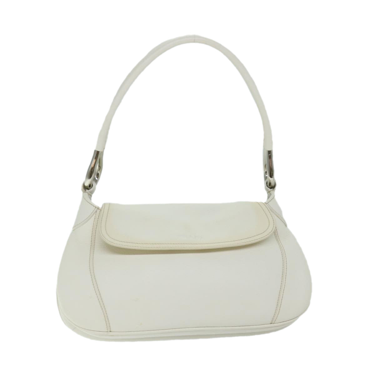 PRADA Shoulder Bag Leather White Auth ep3809