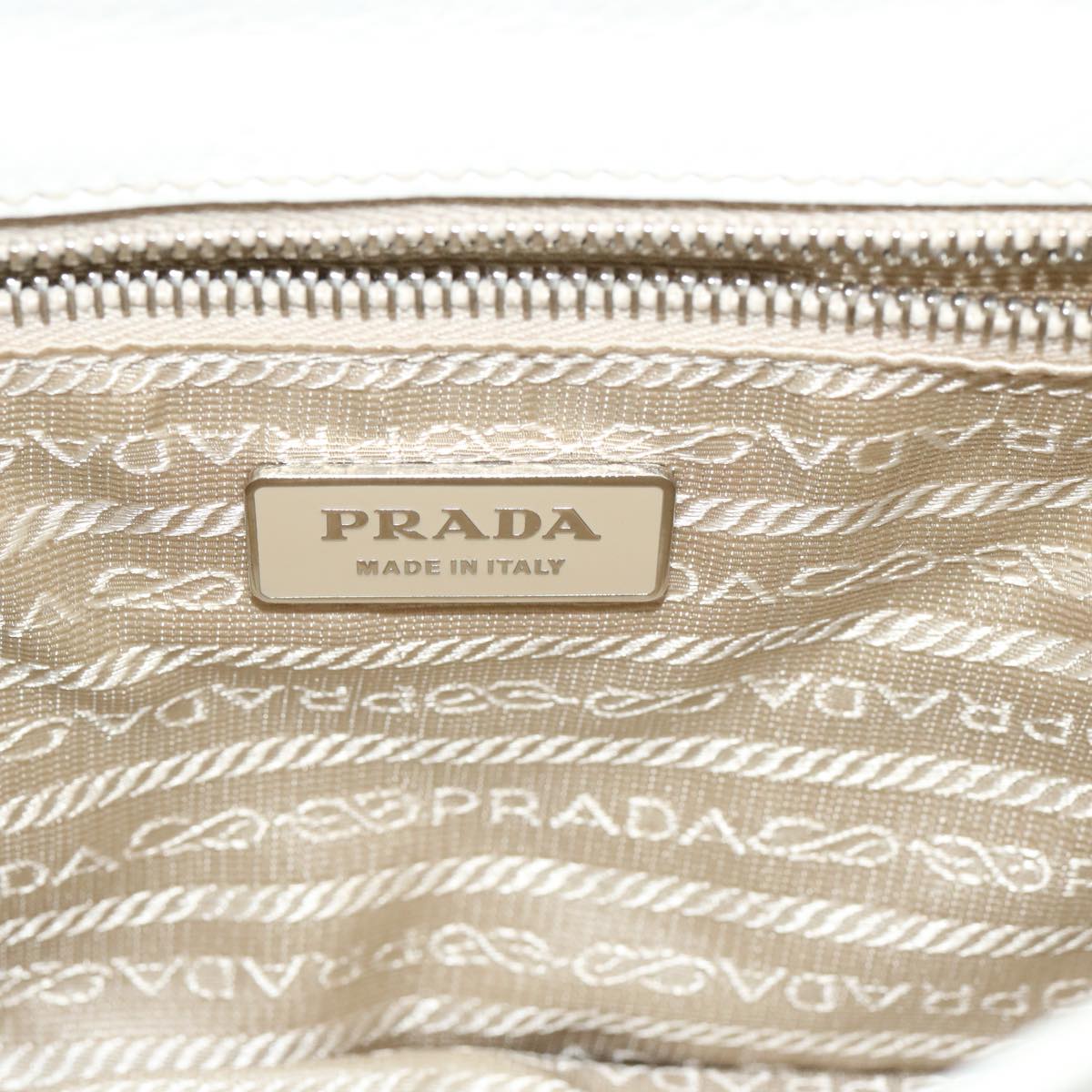 PRADA Shoulder Bag Leather White Auth ep3809