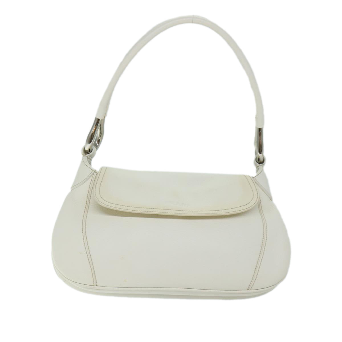 PRADA Shoulder Bag Leather White Auth ep3809