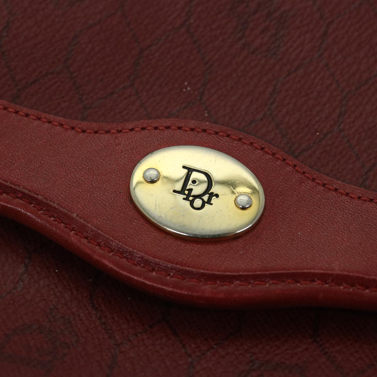 Christian Dior Honeycomb Canvas Shoulder Bag PVC Red Auth ep3831