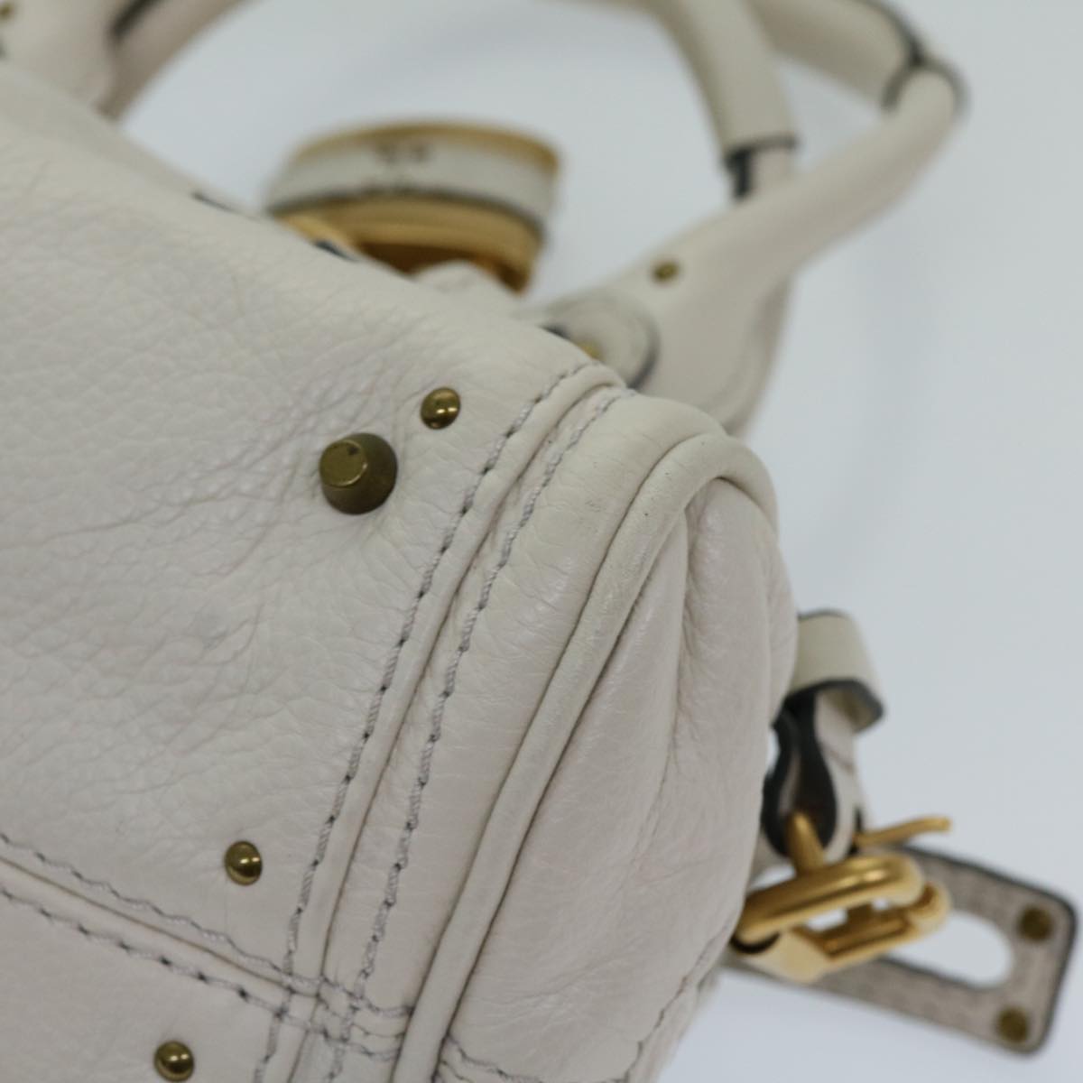 Chloe Paddington Hand Bag Leather White Auth ep3847