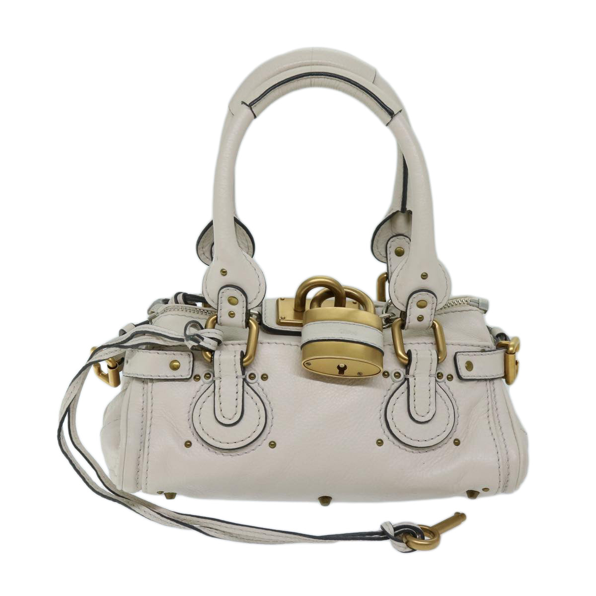 Chloe Paddington Hand Bag Leather White Auth ep3847