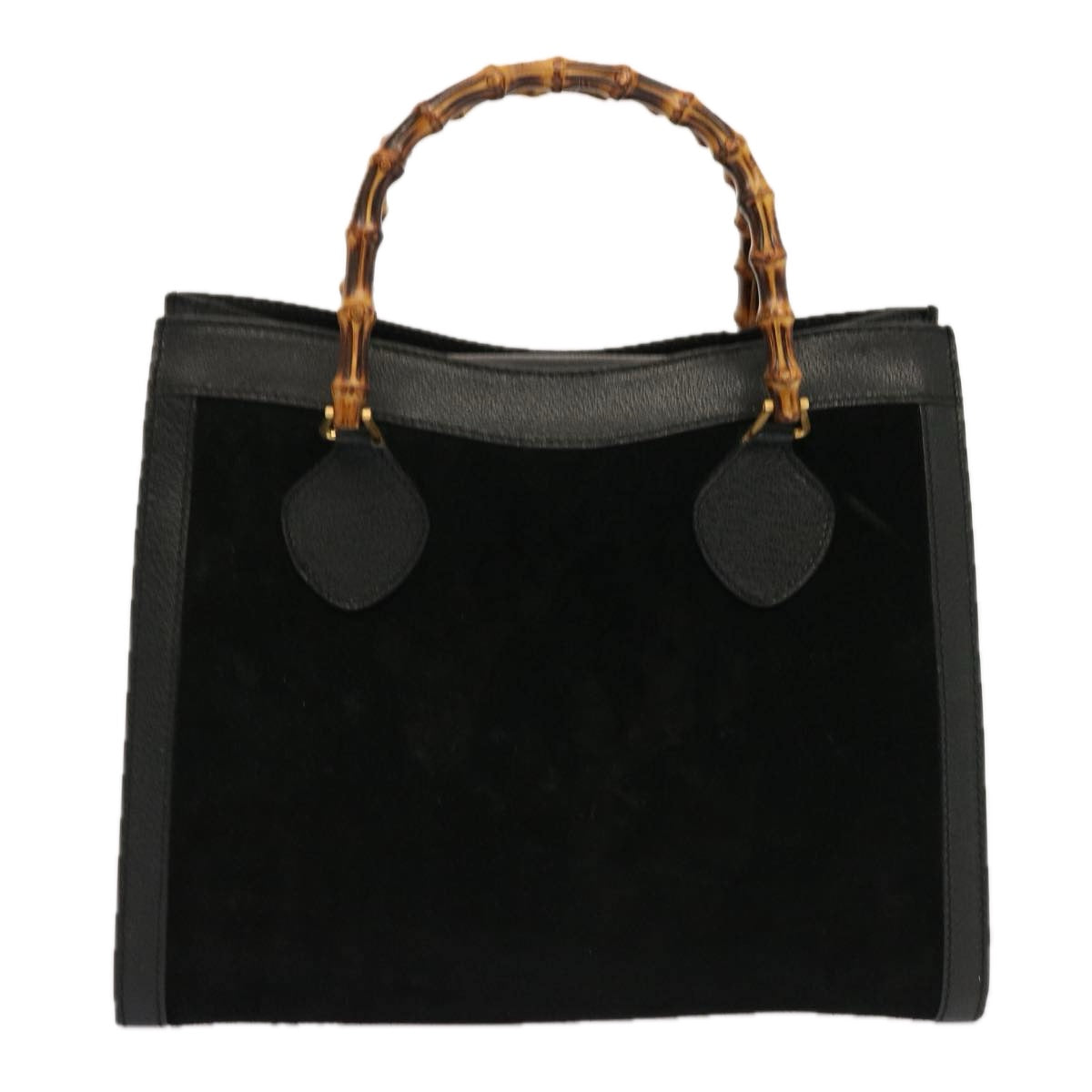 GUCCI Bamboo Tote Bag Suede Black 002 123 0260 Auth ep3848