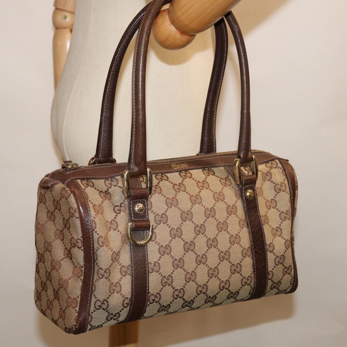GUCCI GG Canvas Hand Bag Beige 130942 Auth ep3856