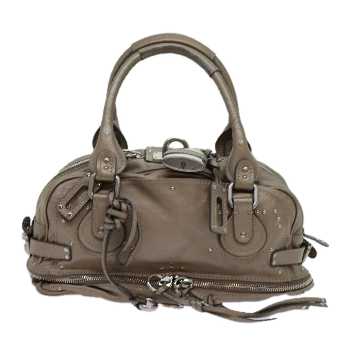 Chloe Paddington Hand Bag Leather Bronze Auth ep3857