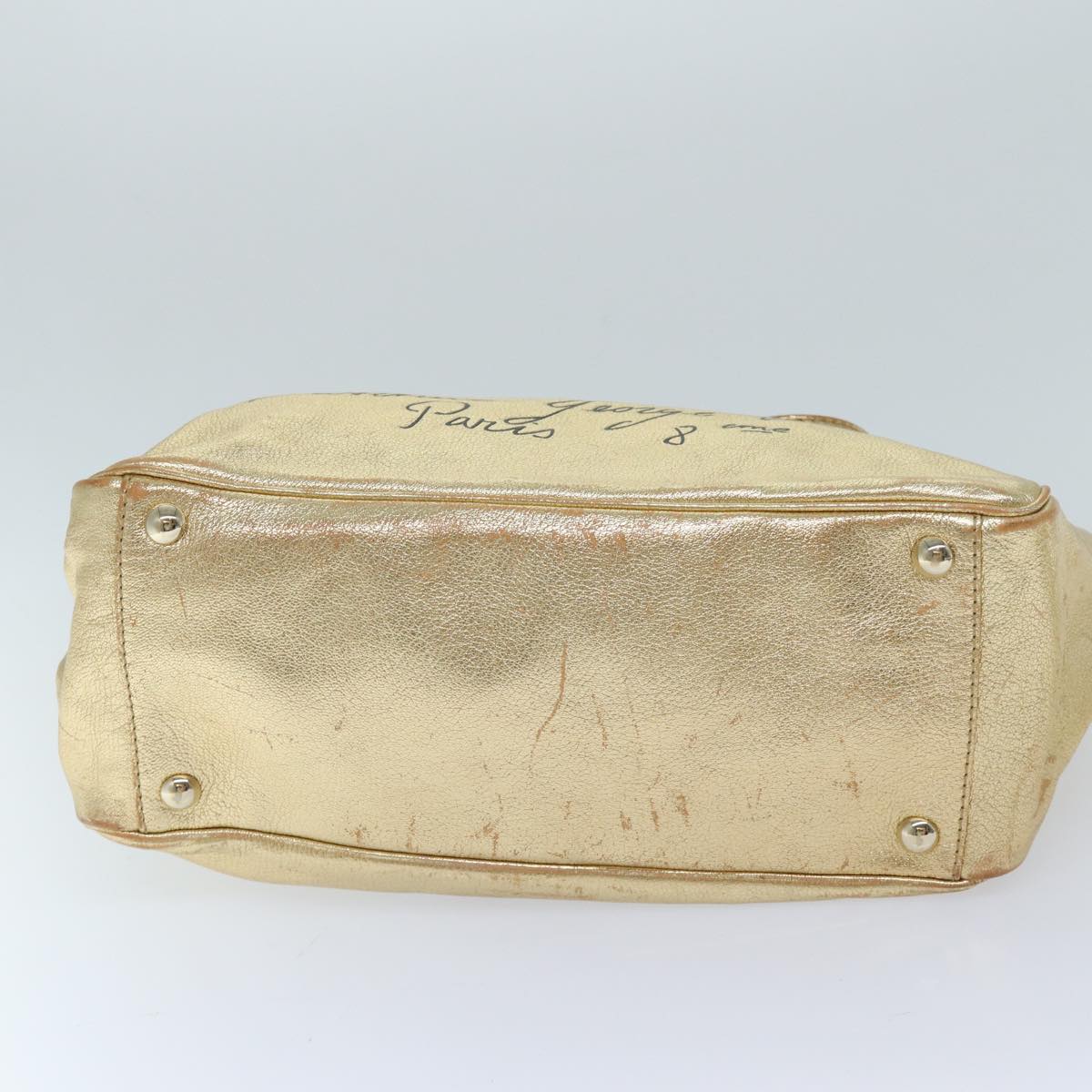 SAINT LAURENT Y Mail Hand Bag Leather Gold 188651 Auth ep3864