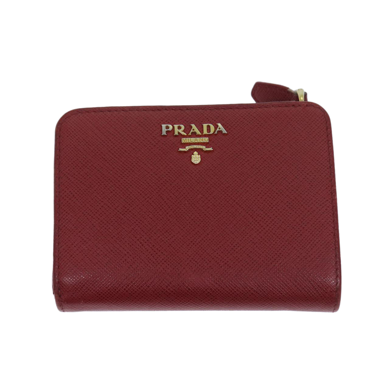 PRADA Bifold Wallet Safiano leather Red Auth ep3880