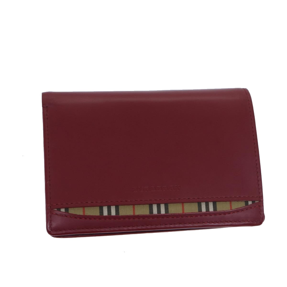 BURBERRY Bifold Wallet Leather Red Auth ep3881