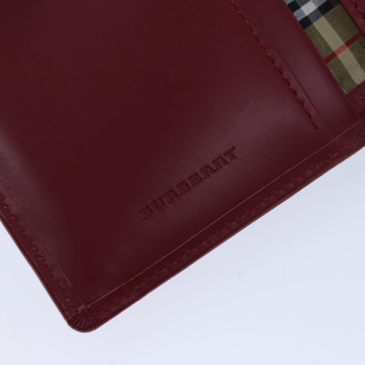 BURBERRY Bifold Wallet Leather Red Auth ep3881