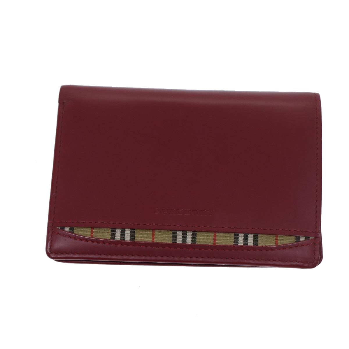 BURBERRY Bifold Wallet Leather Red Auth ep3881