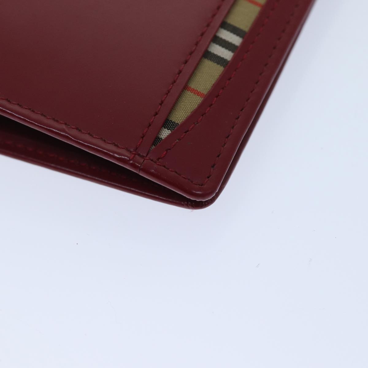 BURBERRY Bifold Wallet Leather Red Auth ep3881