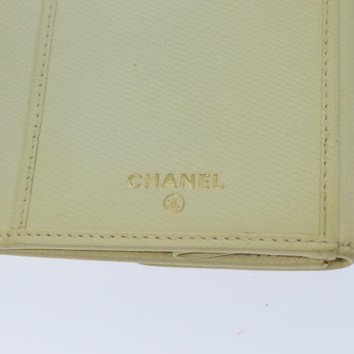 CHANEL COCO Mark Long Wallet Leather Cream CC Auth ep3883