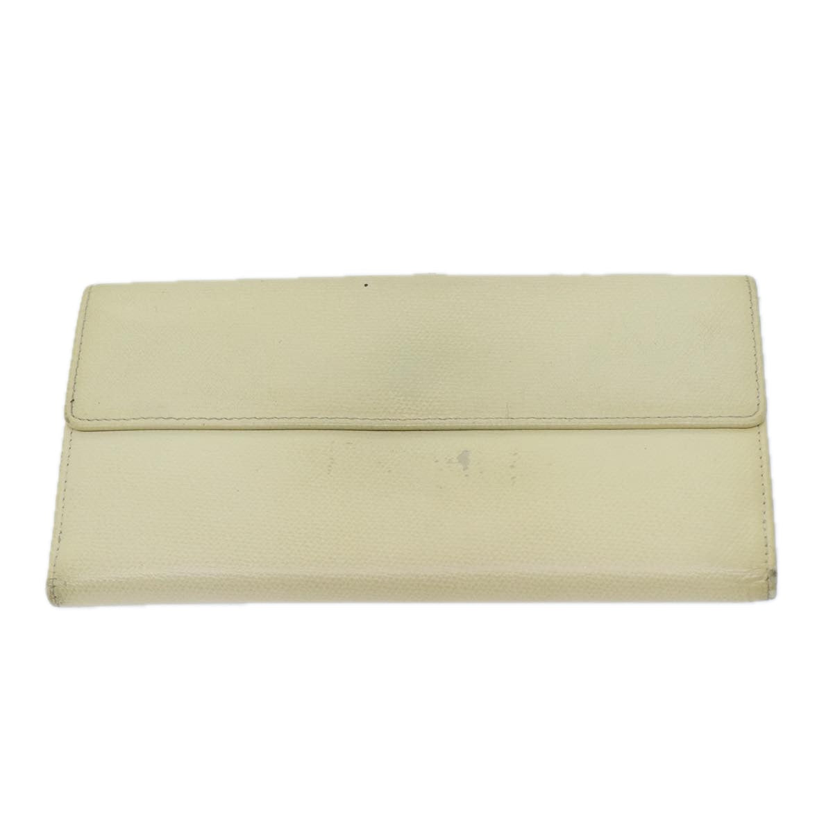 CHANEL COCO Mark Long Wallet Leather Cream CC Auth ep3883 - 0