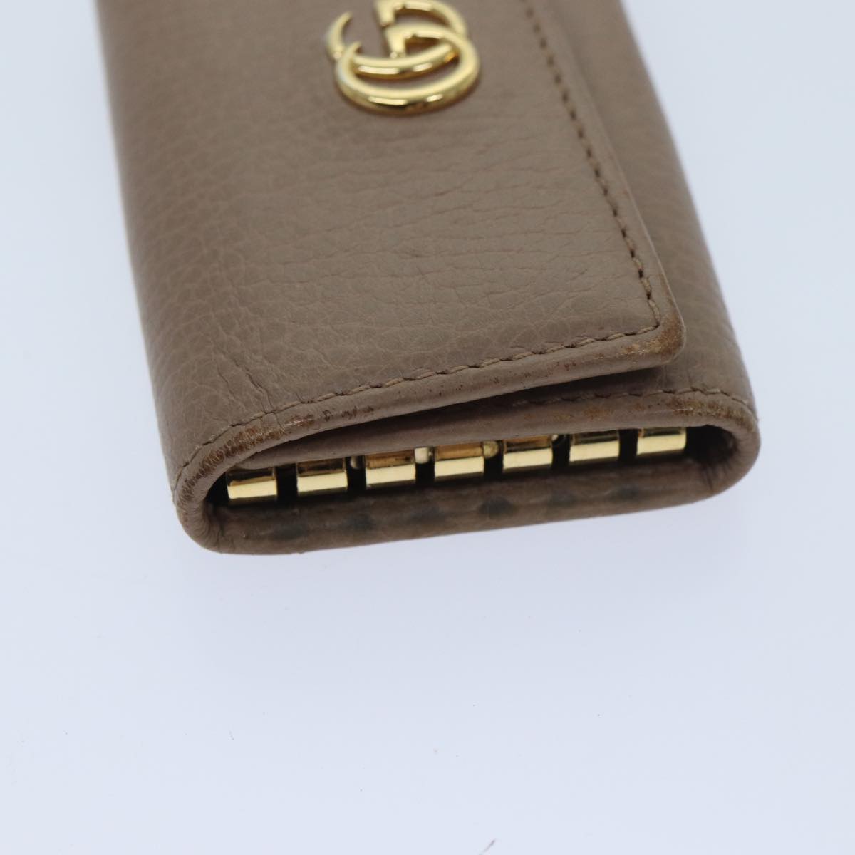 GUCCI GG Marmont Key Case Leather Beige 456118 Auth ep3885