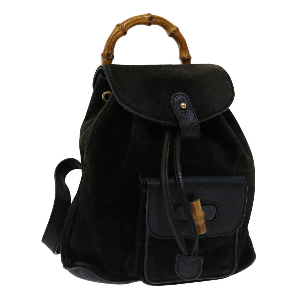 GUCCI Bamboo Backpack Suede Black 003 1956 0030 Auth ep3893