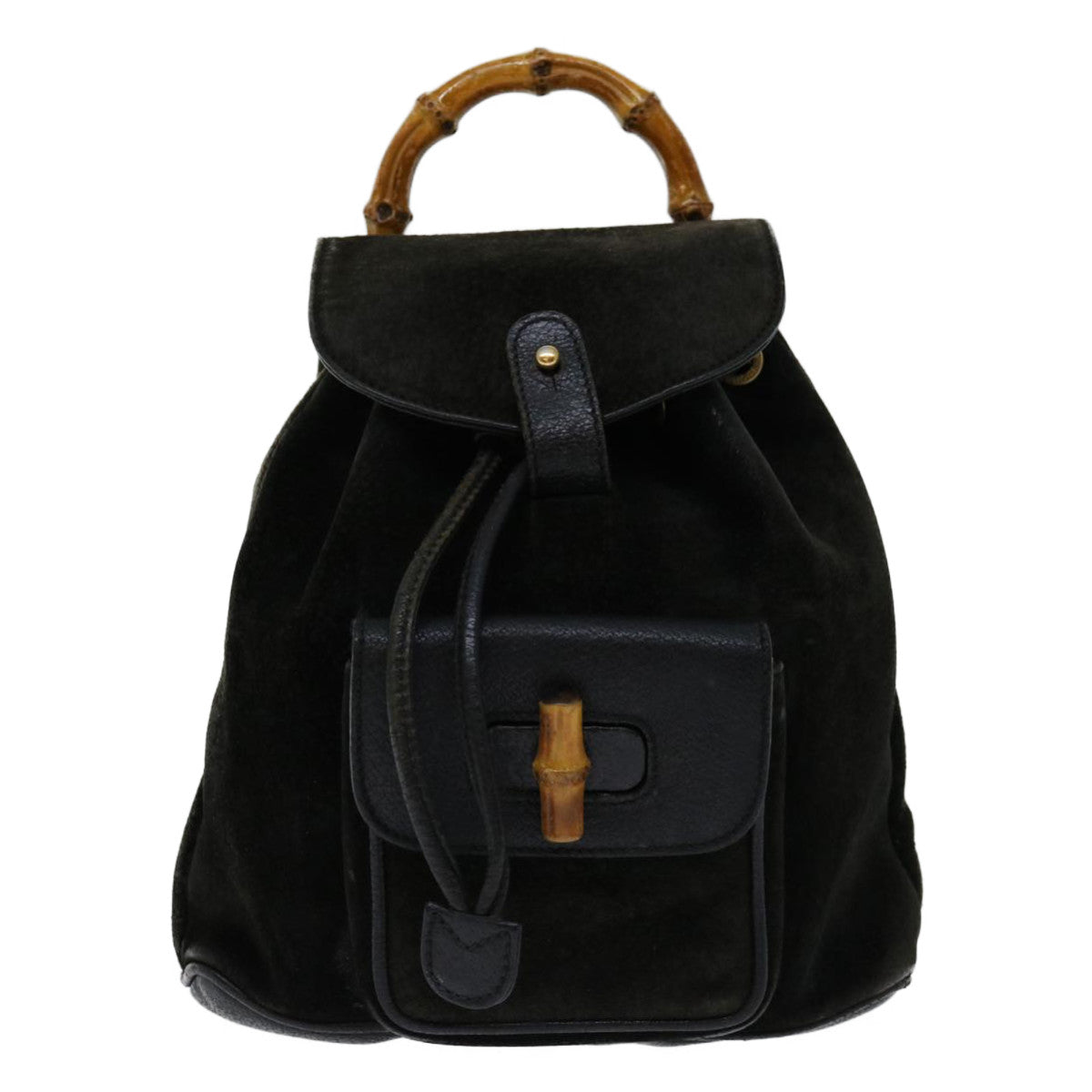 GUCCI Bamboo Backpack Suede Black 003 1956 0030 Auth ep3893 - 0