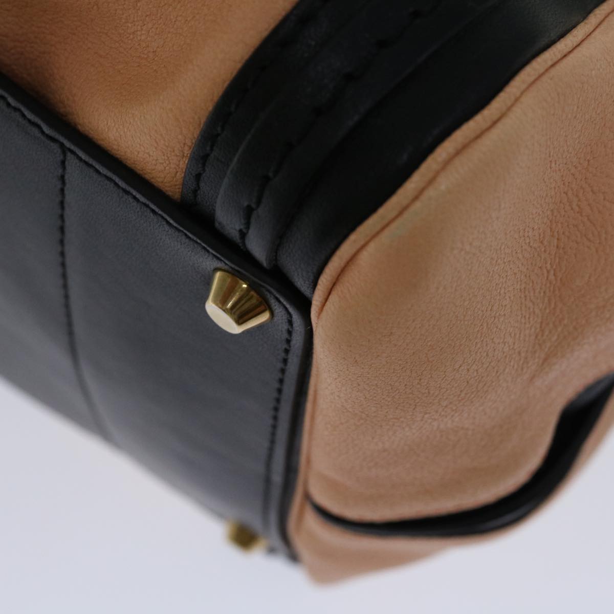 Chloe Hand Bag Leather 2way Black Beige Auth ep3901