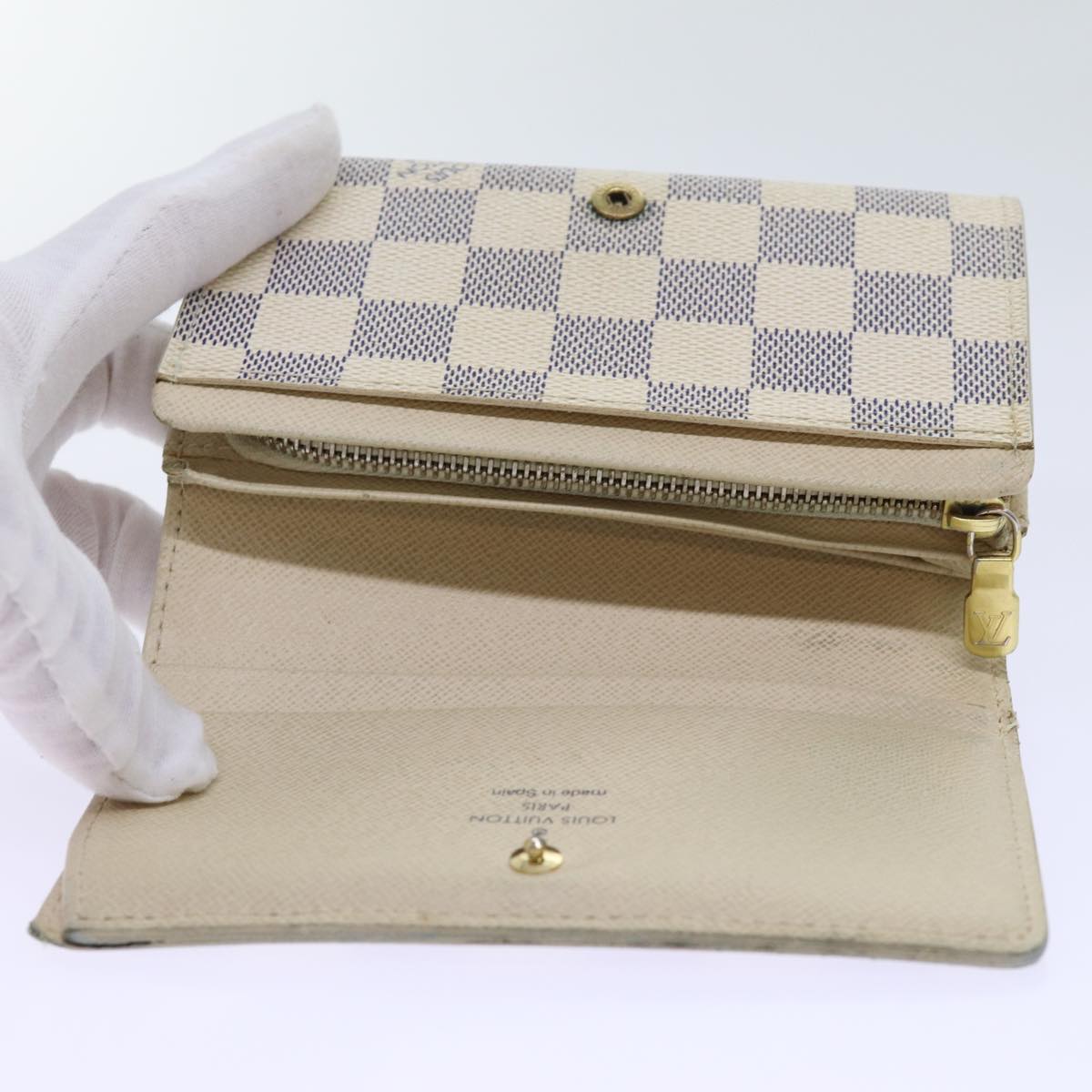 LOUIS VUITTON Damier Azur Portefeuille Tresol Wallet N61744 LV Auth ep3925