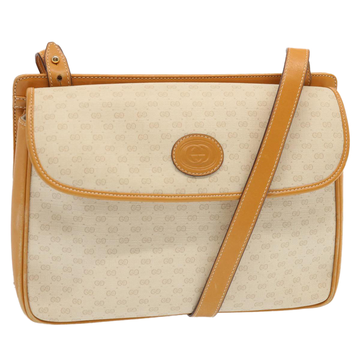 GUCCI Micro GG Canvas Shoulder Bag PVC Beige Auth ep3935