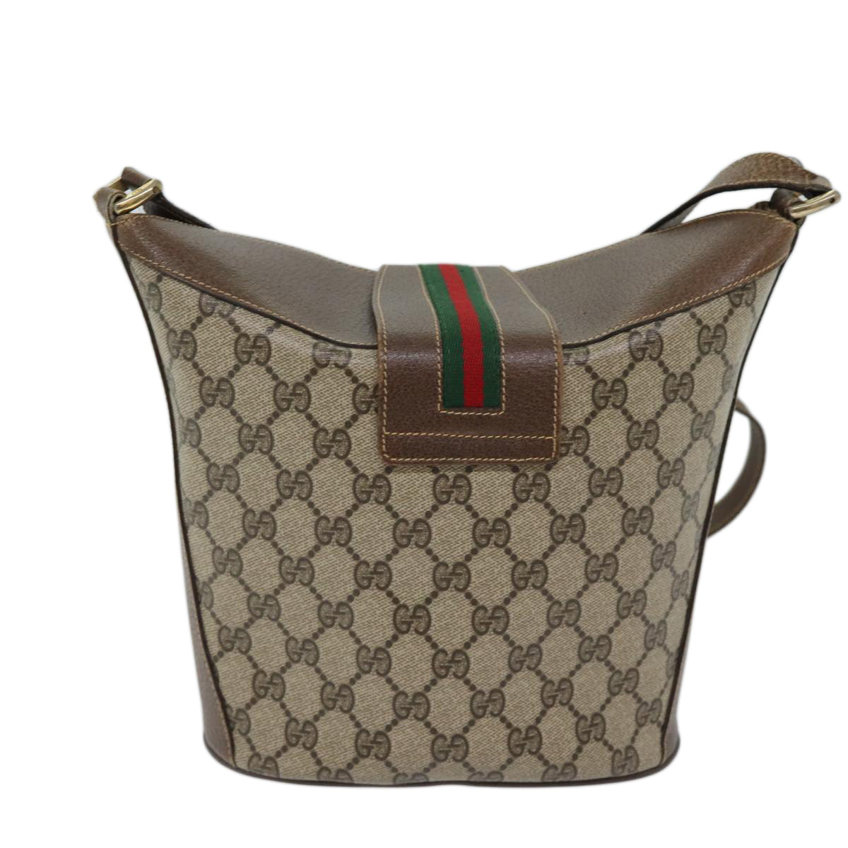 GUCCI GG Supreme Web Sherry Line Shoulder Bag Beige Red 89 02 081 Auth ep3957 - 0