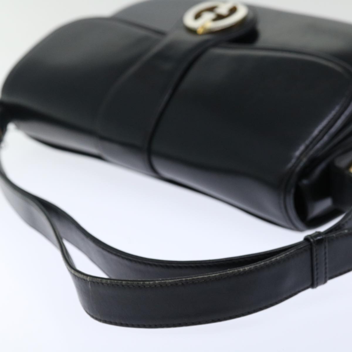 GUCCI Shoulder Bag Leather Black Auth ep3958