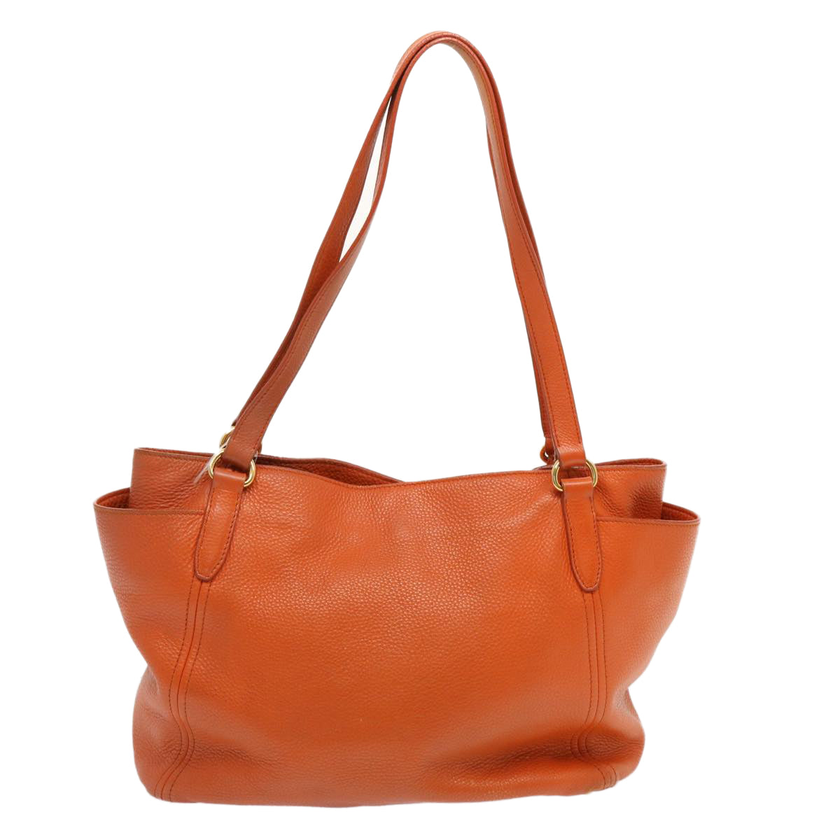PRADA Tote Bag Leather Orange Auth ep3969 - 0