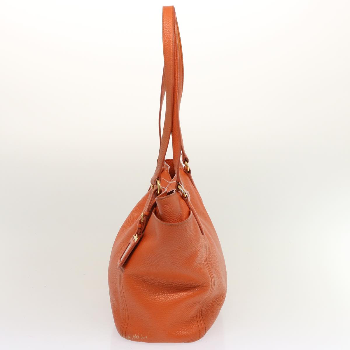 PRADA Tote Bag Leather Orange Auth ep3969