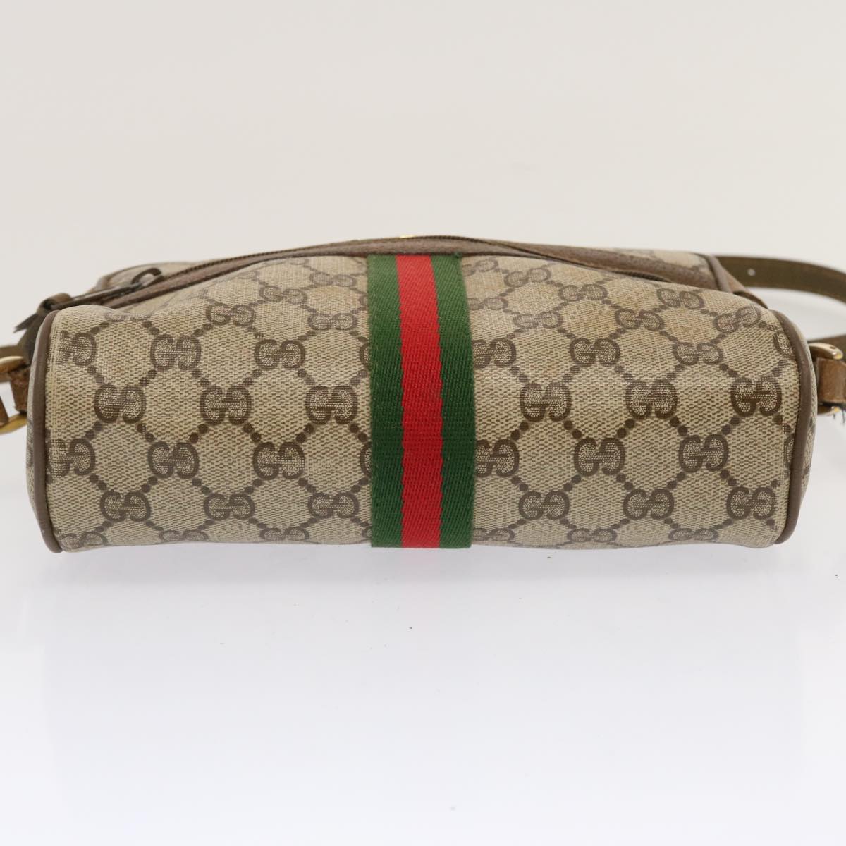 GUCCI GG Supreme Web Sherry Line Shoulder Bag Beige Green 56 02 004 Auth ep3971