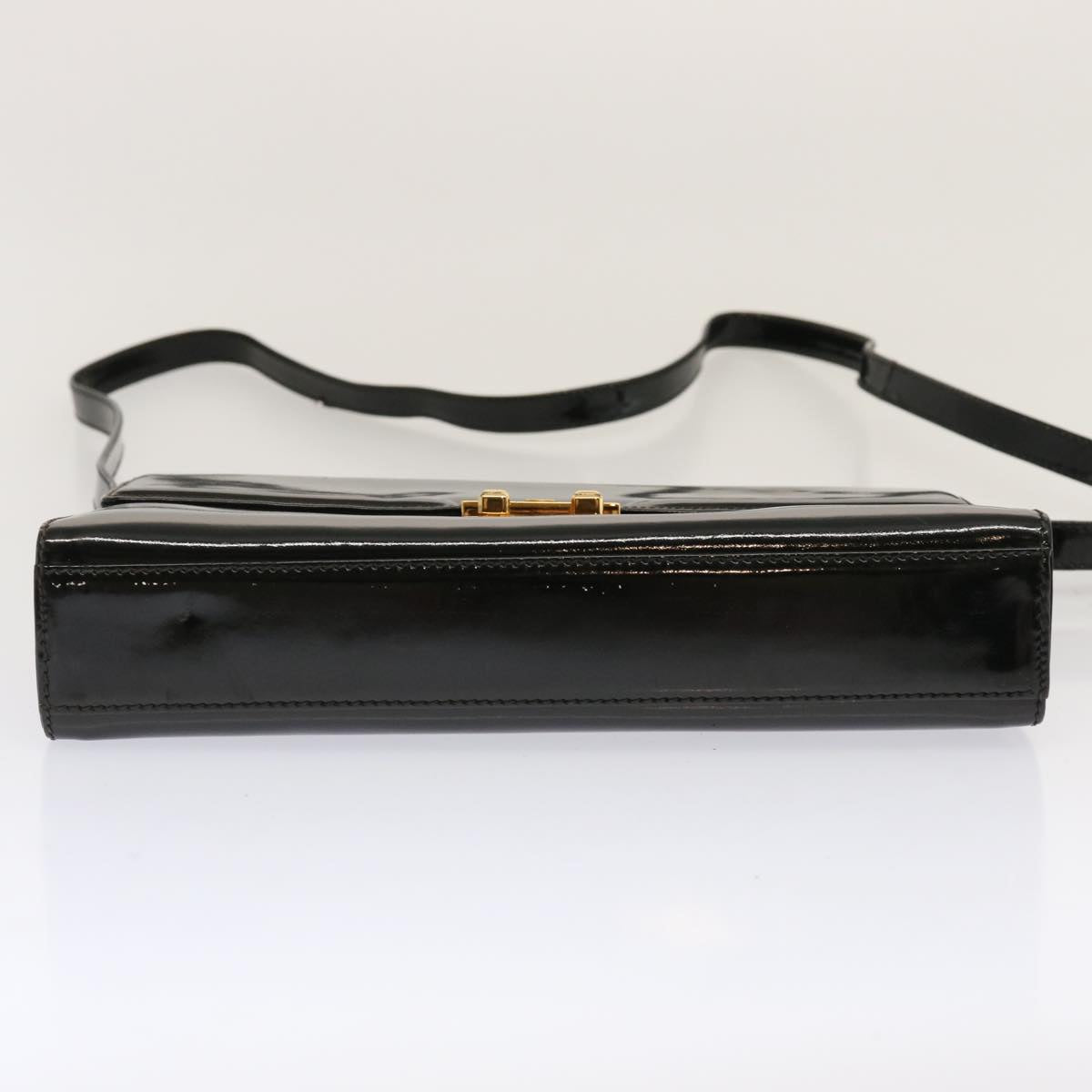 GUCCI Shoulder Bag Enamel Black 004 406 0287 Auth ep3974