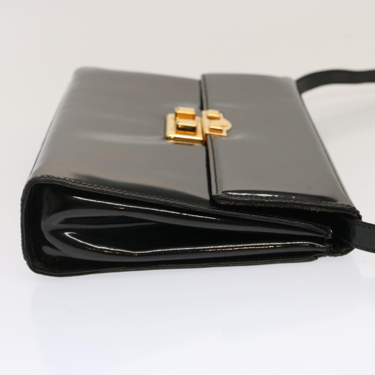 GUCCI Shoulder Bag Enamel Black 004 406 0287 Auth ep3974