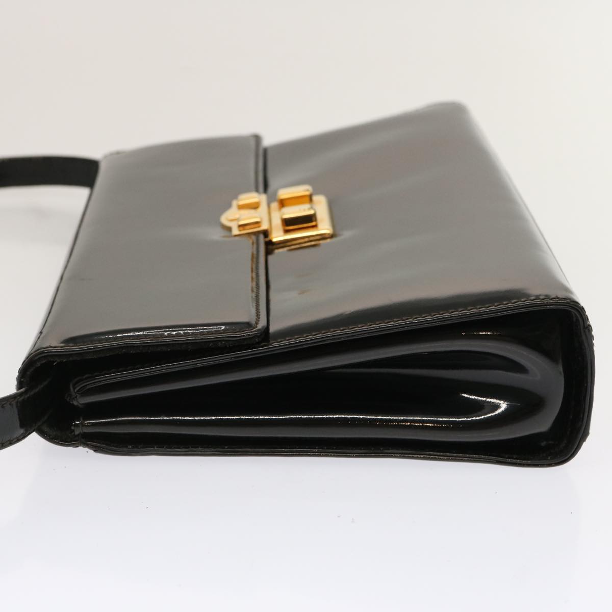 GUCCI Shoulder Bag Enamel Black 004 406 0287 Auth ep3974