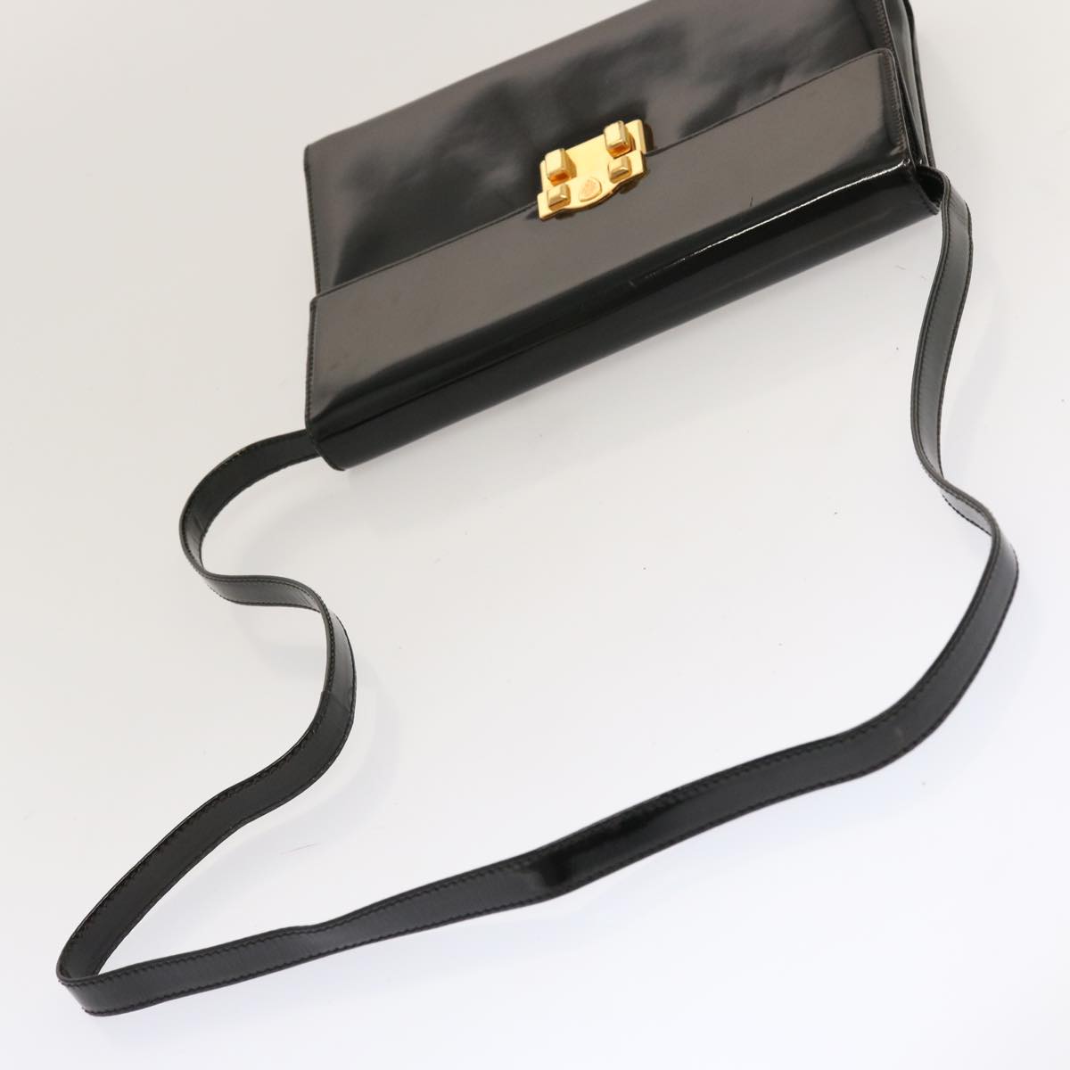 GUCCI Shoulder Bag Enamel Black 004 406 0287 Auth ep3974