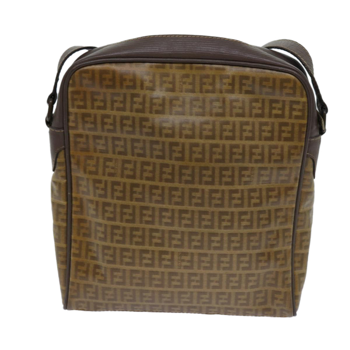FENDI Zucchino Canvas Shoulder Bag Brown Auth ep3988 - 0