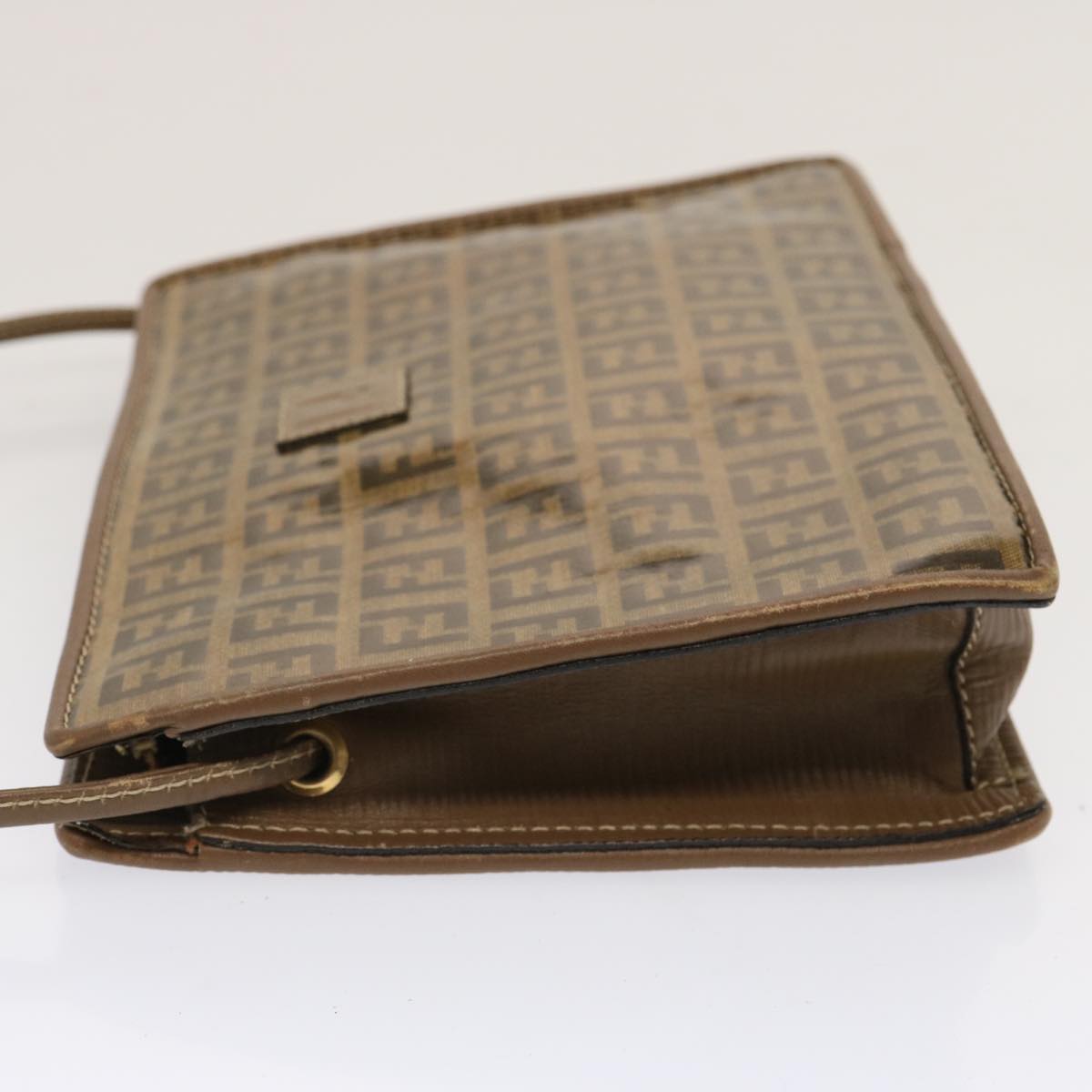 FENDI Zucchino Canvas Shoulder Bag Vintage Brown Auth ep3991