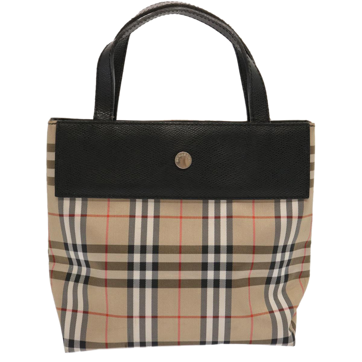 BURBERRY Nova Check Hand Bag Nylon Beige Auth ep4001 - 0